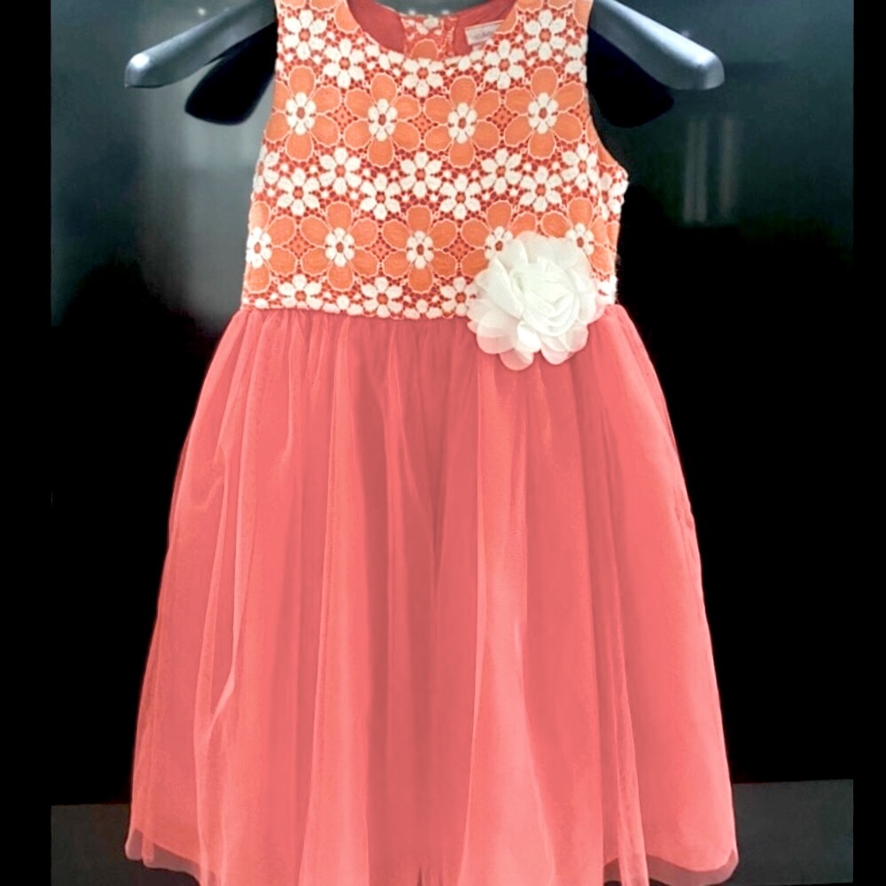 Younglad Coral flower pattern puff dress